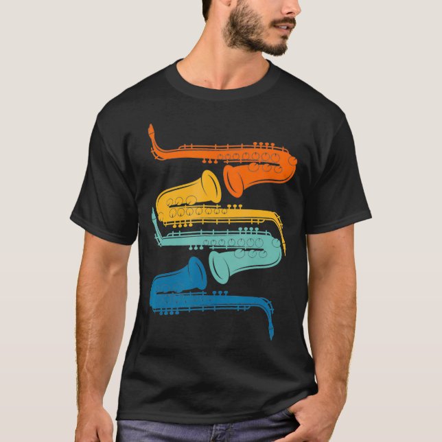 Vintage Retro Saxophone T-Shirt (Front)