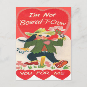 Vintage Retro Scarecrow Valentine Card