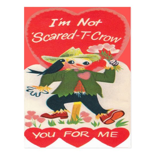 Vintage Retro Scarecrow Valentine Card