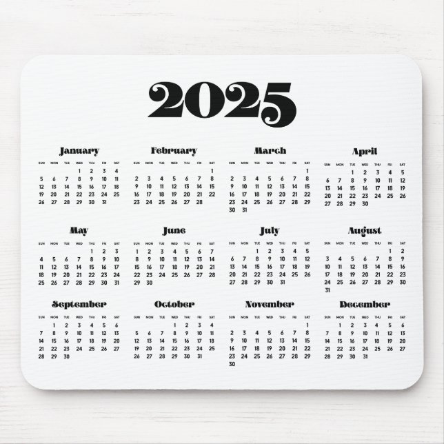 Vintage retro script 2025 calendar mouse mat (Front)