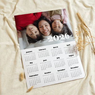 Vintage retro script 2025 photo calendar poster