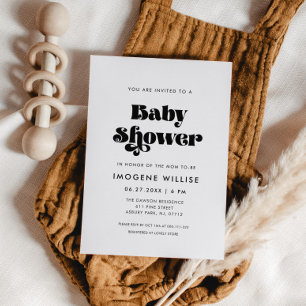 Vintage Retro Script Baby Shower Invitation