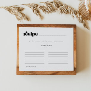 Vintage Retro Script Bridal Shower Recipe Card