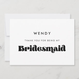 Vintage Retro Script Bridesmaid Thank You Card