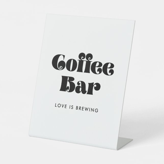 Vintage Retro Script Coffee Bar Pedestal Sign (Front)