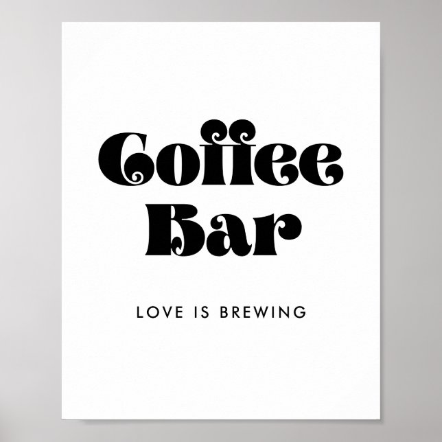 Vintage Retro Script Coffee Bar Sign (Front)