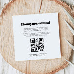 Vintage retro script Honeymoon fund QR cod Enclosure Card<br><div class="desc">Choose a retro and vintage for your wedding stationery. Classic yet modern and trendy, it will suit all your needs. Easily customisable, you change the text colour or the background as you like. Replace the image with your own custom QR code to give your guests access to your digital wishing...</div>
