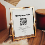 Vintage retro script Honeymoon fund QR code sign<br><div class="desc">Choose a retro and vintage for your wedding stationery. Classic yet modern and trendy,  it will suit all your needs. Easily customisable,  you change the text colour or the background as you like. Replace the QR code with your own to give your guests access to your digital wishing well.</div>