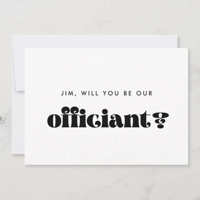 Vintage Retro Script Officiant Proposal Card (Front)