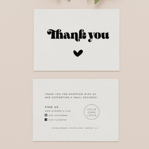 Vintage Retro Script Thank You Package Insert Card
