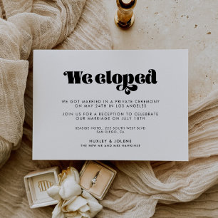 Vintage retro script We eloped announcement