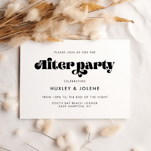 Vintage retro script wedding after party invitation