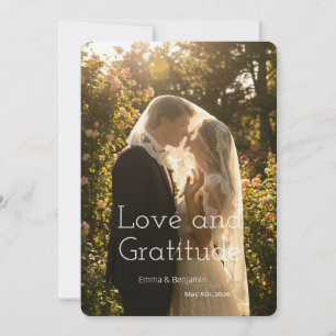 Vintage Retro Script Wedding Photo Thank You Card