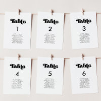 Vintage retro script wedding seating chart cards