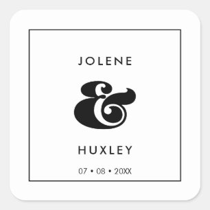 Vintage retro script wedding square sticker