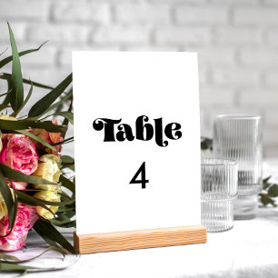 Vintage retro script wedding table number