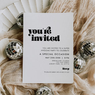 Vintage Retro Script You're invited Invitation