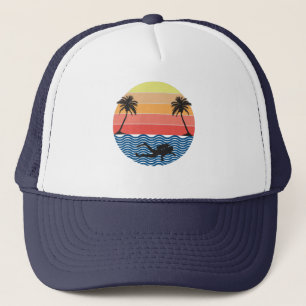 Vintage Retro Scuba Diving Gift For Scuba Diver Trucker Hat