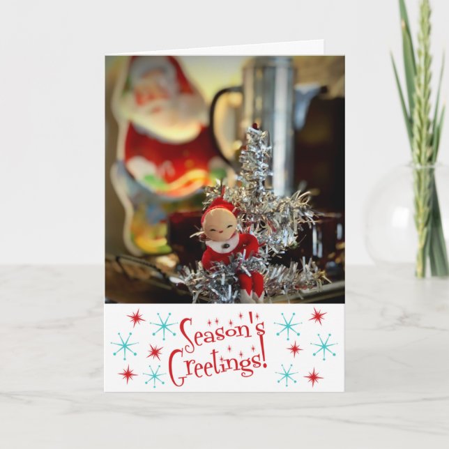 Vintage Retro Season's Greetings Christmas Card (Front)