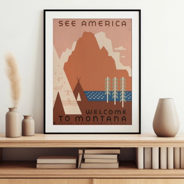 Vintage Retro See America Welcome to Montana Poster (Creator Uploaded)