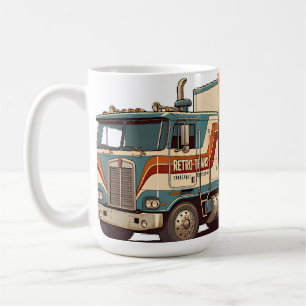 Vintage Retro Semi Truck Throw Pillow Coffee Mug