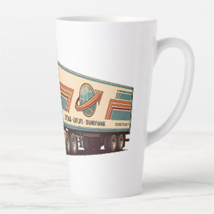 Vintage Retro Semi Truck Throw Pillow Latte Mug