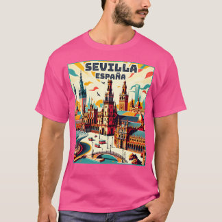 Vintage Retro Sevillaseville Espaa Spain Landmarks T-Shirt