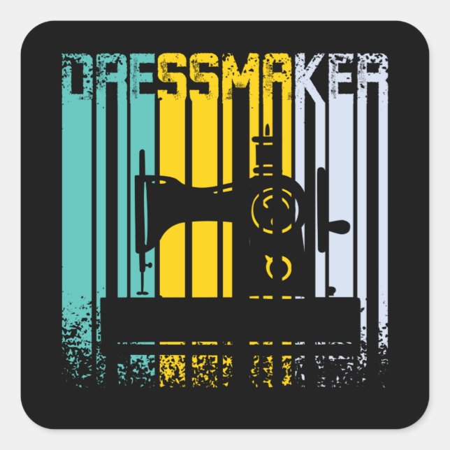 Vintage Retro Sewing Machine Square Sticker (Front)