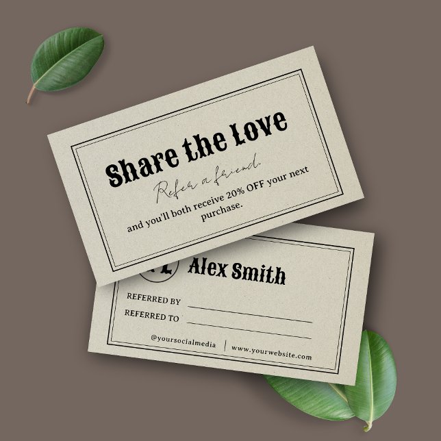 Vintage Retro Share The Love Referral Card (Creator Uploaded)