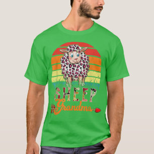 Vintage Retro Sheep Grandma Flowers Leopard Sheep  T-Shirt