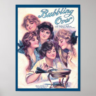 Vintage Retro Sheet Music Cover Bubbling Over Poster