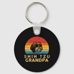 Vintage Retro Shih Tzu Grandpa Dog Lover Paw Dad F Key Ring