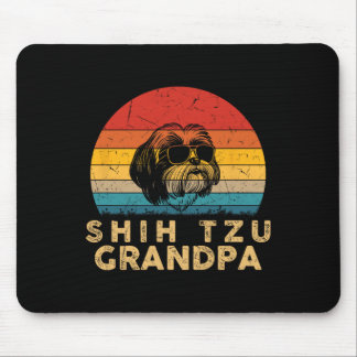 Vintage Retro Shih Tzu Grandpa Dog Lover Paw Dad F Mouse Mat