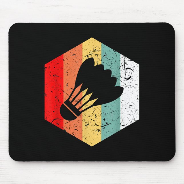Vintage Retro Shuttle Funny Badminton Gift  Mouse Mat (Front)