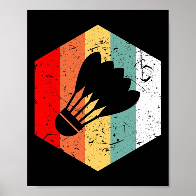 Vintage Retro Shuttle Funny Badminton Gift  Poster (Front)