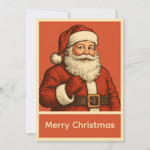 Vintage Retro Simple Christmas Santa Claus Holiday Card