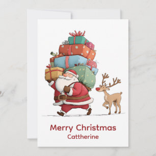 Vintage Retro Simple Christmas Santa Claus Holiday Card