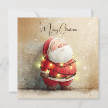 Vintage Retro Simple Christmas Tree Santa Claus 