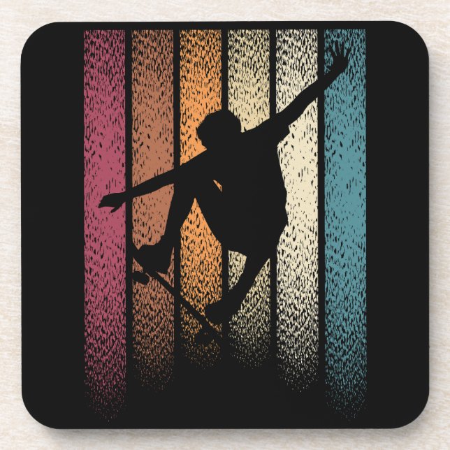 Vintage Retro Skateboarding Coaster (Front)