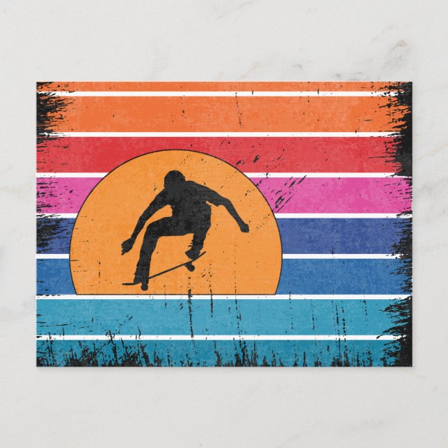 Vintage Retro Skateboarding Skater Skateboarder Postcard (Front)