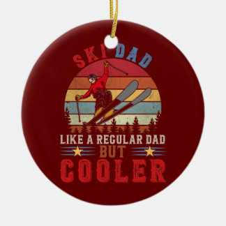 Vintage Retro Ski Dad Like A Regular Dad But Ceramic Tree Decoration