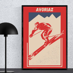 Vintage Retro Ski French Alps Resort Avoriaz Poster