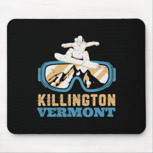 Vintage Retro Skiing And Snowboarding Vermont Snow Mouse Mat
