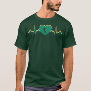 vintage Retro Skiing Heartbeat Gift For ski lover T-Shirt