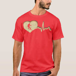 vintage Retro Skiing Heartbeat Gift For ski lover T-Shirt