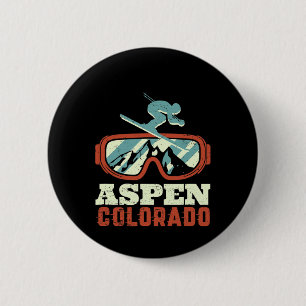 Vintage Retro Skiing Snowboarding Aspen Colorado M 6 Cm Round Badge