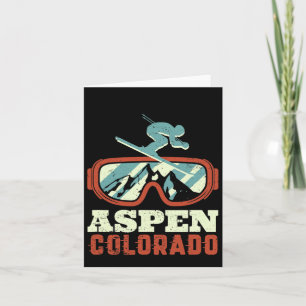 Vintage Retro Skiing Snowboarding Aspen Colorado M Card
