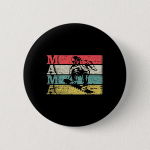 Vintage Retro Snowboard Mama Ski Snowboarding Silh 6 Cm Round Badge