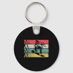 Vintage Retro Snowboard Mama Ski Snowboarding Silh Key Ring