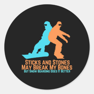 Vintage Retro Snowboarding Gift For Snowboarders  Classic Round Sticker